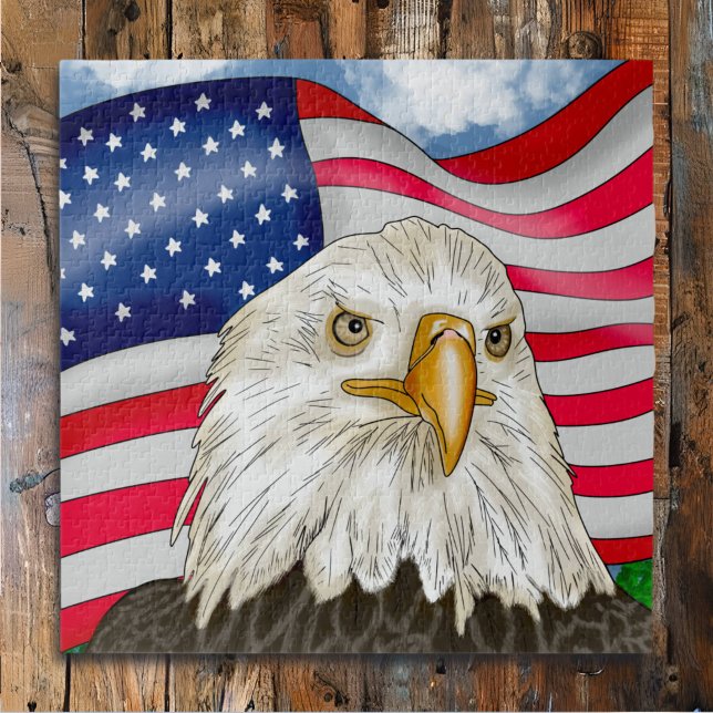 Hand Drawn Bald Eagle und Patriotic amerikanische  Puzzle (Von Creator hochgeladen)