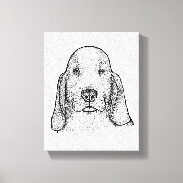 Hand-Drawn Basset Hound Portrait Canvas Art Leinwanddruck (Vorderseite)