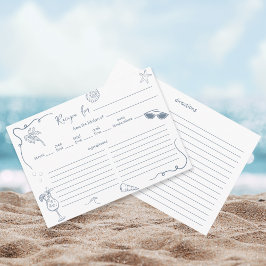 Hand Drawn Beach Doodle Bridal Shower Recipe Card Begleitkarte