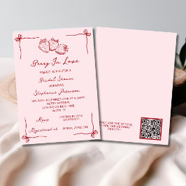 Hand Drawn Berry In Love Bridal Shower QR Code Einladung