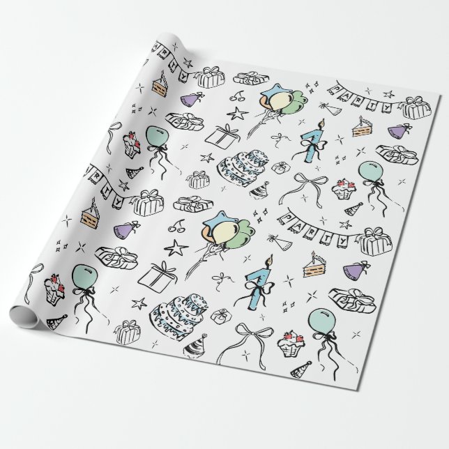 Hand Drawn Birthday Geschenkpapier (Ungerollt)