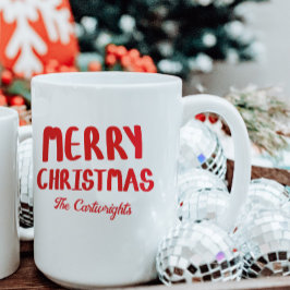 Hand-drawn Block Letters Merry Christmas Greeting Kaffeetasse