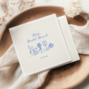 Hand Drawn Blue Bridal Brunch Serviette