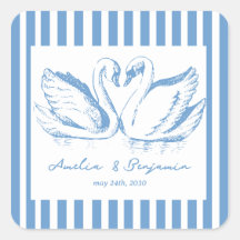 hand drawn Blue Couple Swan Whimsical Wedding