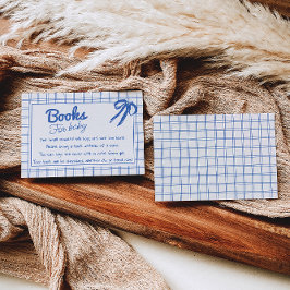 Hand Drawn Blue Gingham Bow Boy Book Request Begleitkarte