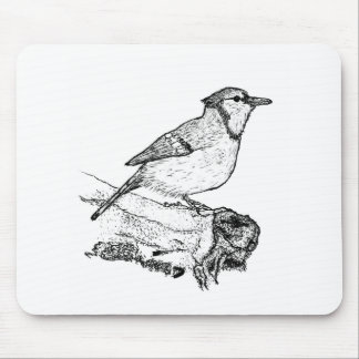 Hand-Drawn Blue Jay Stipple Art Mousepad