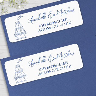 Hand Drawn Blue Wedding Rücksendeadresse