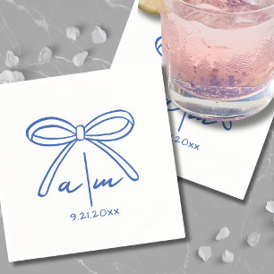 Hand Drawn Blue Wedgram Napkins Serviette