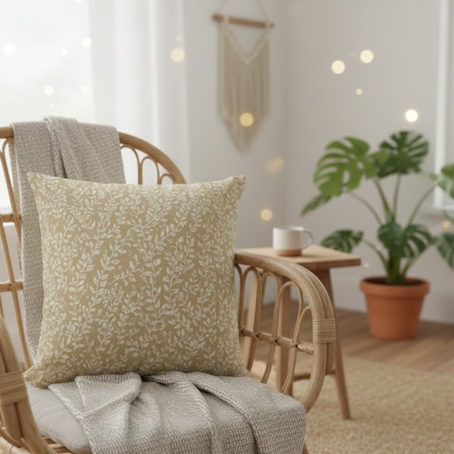 Hand Drawn Boho Leaf Pattern Kissen (Von Creator hochgeladen)