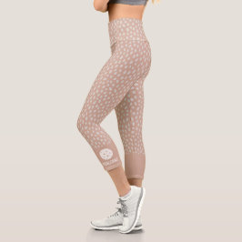 Hand Drawn Boho Polka Dots Custom Pickleball Capri Leggings