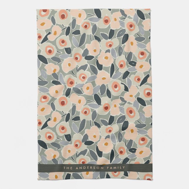Hand-Drawn Bold Inky Floral Pattern- Sunlit Meadow Geschirrtuch (Vertikal)