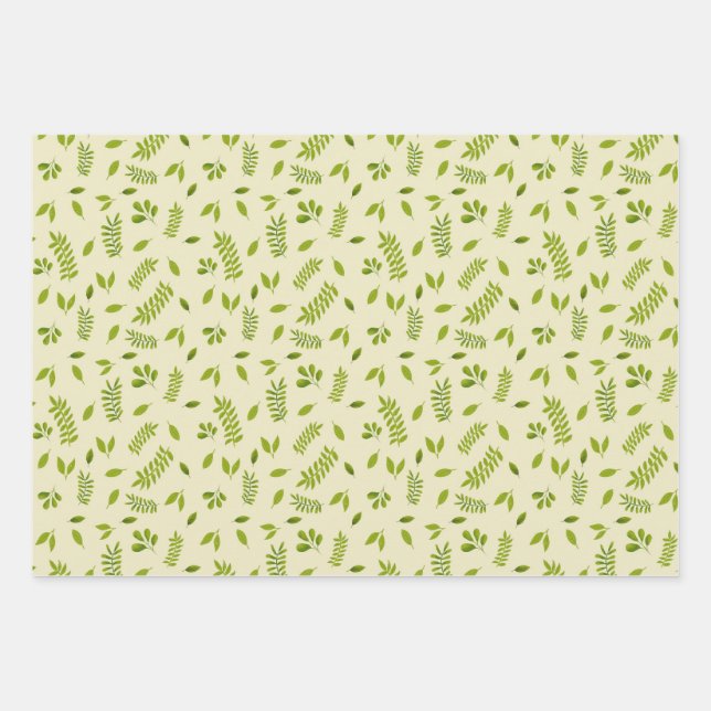 Hand-Drawn Botanical Nature Seamless Pattern  Geschenkpapier Set (Vorderseite)