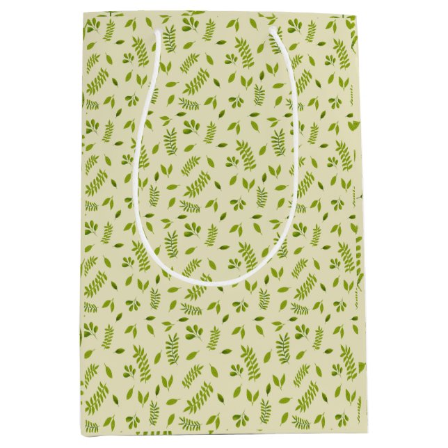 Hand-Drawn Botanical Nature Seamless Pattern  Mittlere Geschenktüte (Vorderseite)