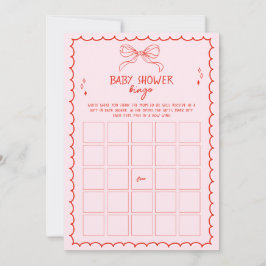 Hand Drawn Bow Christmas Baby Shower Bingo Game Einladung