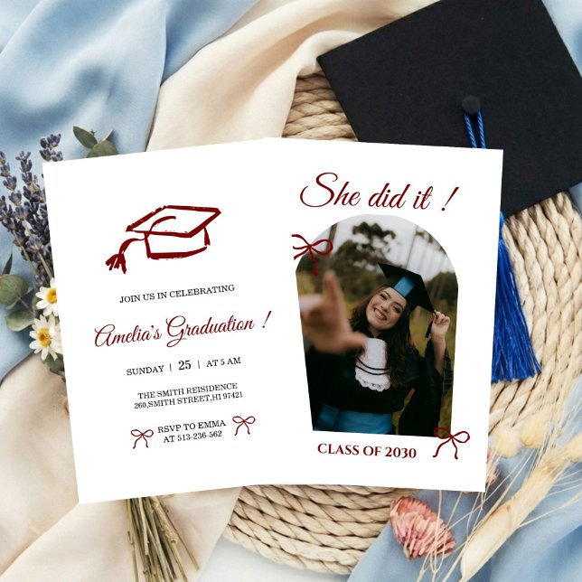  Hand drawn Bow graduation party invitation Einladung (Von Creator hochgeladen)