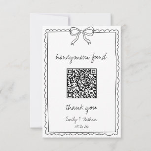 Hand Drawn Bow Wedeymoon Fund QR Code Card