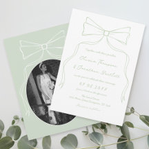 Hand Drawn Bow White and Green Wedding