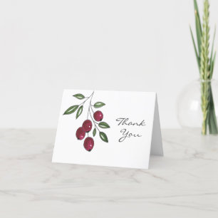 Hand Drawn Burgundy Red Berries Dankeskarte