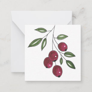 Hand Drawn Burgundy Red Berries Mitteilungskarte