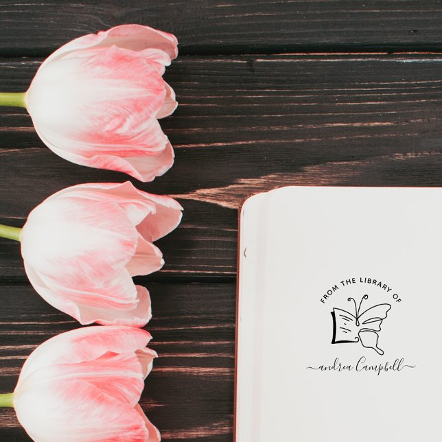 Hand-drawn Butterfly Doodle Elegant Library Book Gummistempel (Von Creator hochgeladen)