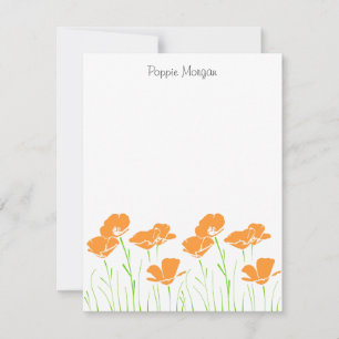 Hand Drawn California Poppies Mitteilungskarte