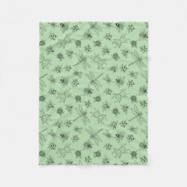 Hand-Drawn Cartoon Insects Pattern Throw Blanket Fleecedecke