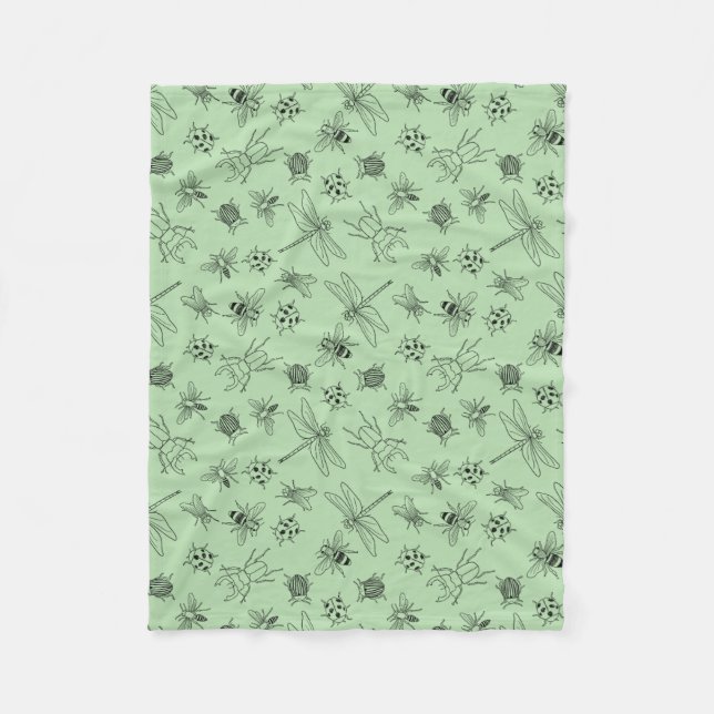 Hand-Drawn Cartoon Insects Pattern Throw Blanket Fleecedecke (Vorderseite)
