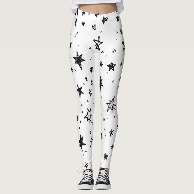 Hand Drawn Celestial Night Sky Pattern Leggings (Vorderseite)