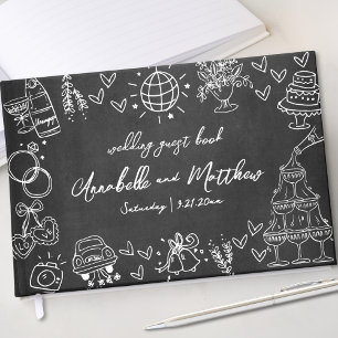 Hand Drawn Chalk Whimsical Wedding Gästebuch