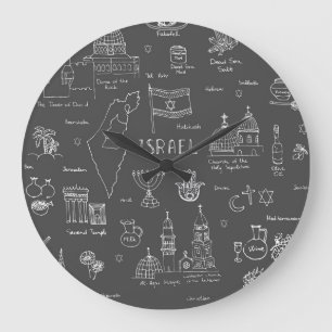 Hand drawn Chalkboard Acrylic Wall Clock Große Wanduhr