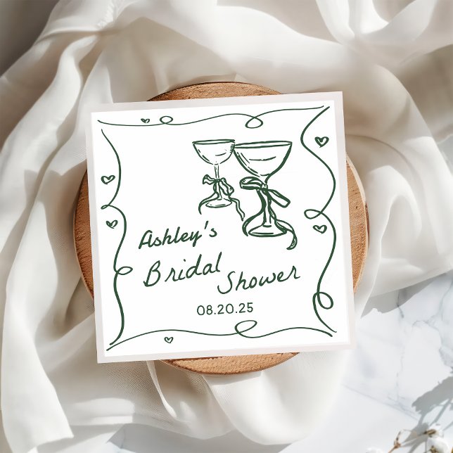 Hand Drawn Champagne Brautparty Napkins Serviette (Von Creator hochgeladen)