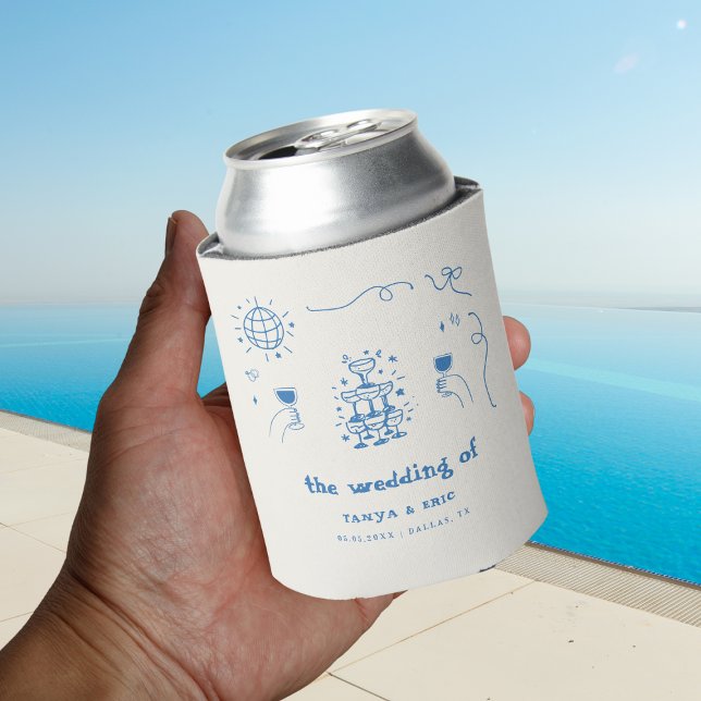 Hand Drawn Champagne Französische Disco-Gastgesche Dosenkühler (Von Creator hochgeladen)