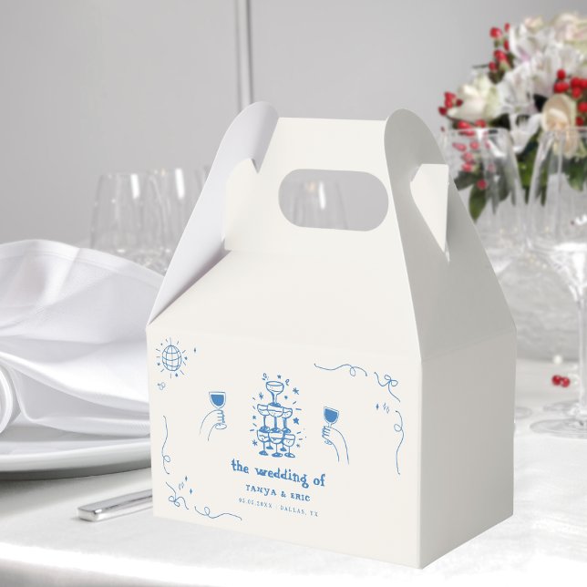 Hand Drawn Champagne Französische Disco-Gastgesche Geschenkschachtel (Von Creator hochgeladen)