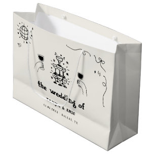 Hand Drawn Champagne Französische Disco-Gastgesche Große Geschenktüte
