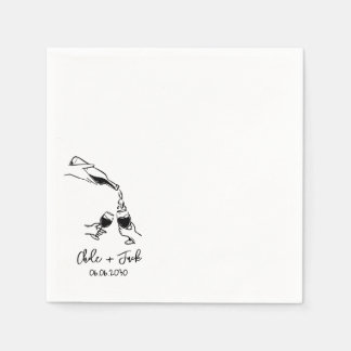 Hand Drawn Champagne Tower Glass Wedding Napkins Serviette