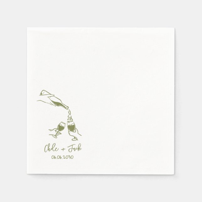Hand Drawn Champagne Tower Glass Wedding Napkins Serviette (Vorderseite)