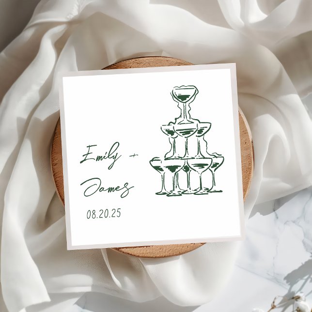 Hand Drawn Champagne Tower Wedding Napkins Serviette (Von Creator hochgeladen)