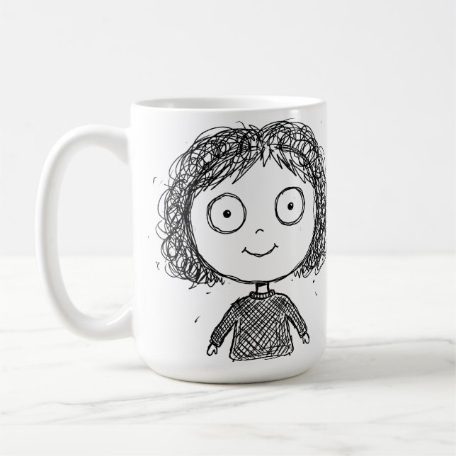 Hand-Drawn Character Illustration – Artistic Kaffeetasse (Links)