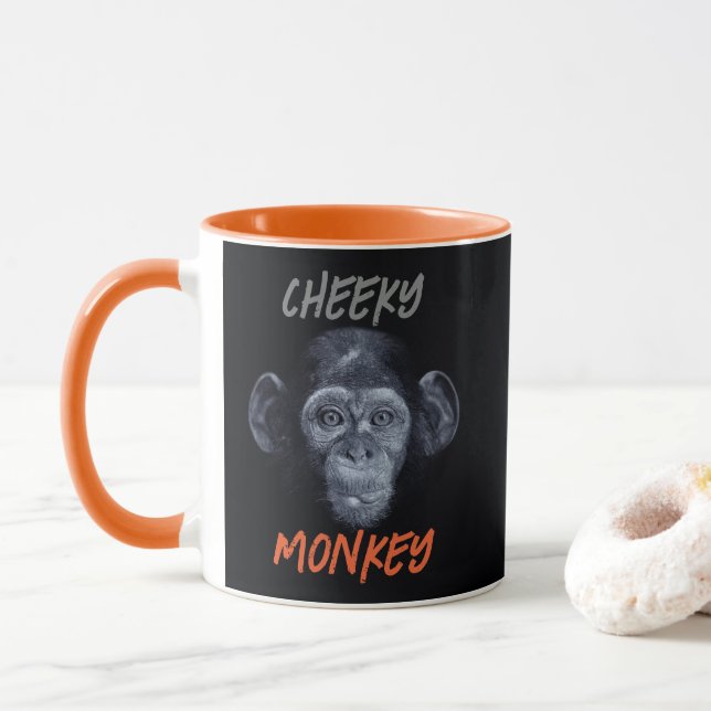 Hand Drawn Cheeky Monkey Mug  Tasse (Mit Donut)