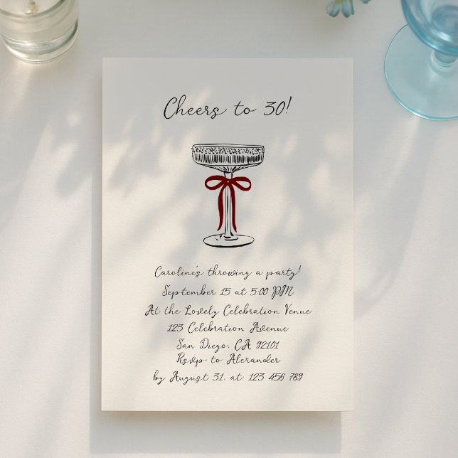 hand drawn cheers to 30, birthday party invitation einladung (Von Creator hochgeladen)