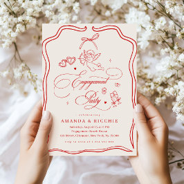 Hand Drawn Cherub Vintage Cupid Engagement Party Einladung