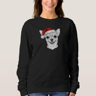 Hand-Drawn Chihuahua Christmas Santa Dog Portrait Sweatshirt