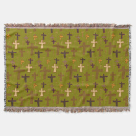 Hand drawn Christian Crosses on Green Decke