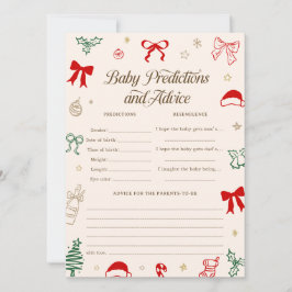 Hand Drawn Christmas Baby Shower Predictions Game  Einladung