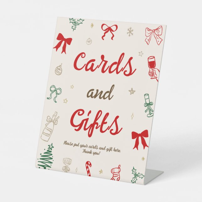 Hand Drawn Christmas Bridal Shower Cards and Gifts Sockelschild (Vorderseite)