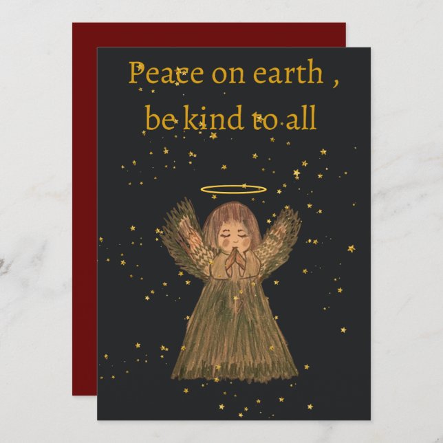 Hand drawn Christmas card , Angel , cute,  (Vorne/Hinten)