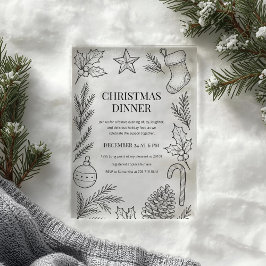 Hand-Drawn Christmas Dinner Acryleinladungen