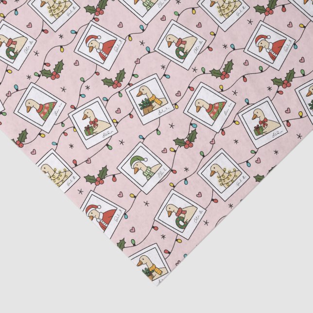 Hand Drawn  Christmas Geese Pink Tissue Paper Seidenpapier (Ausschnitt)