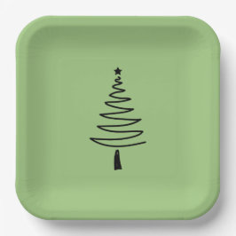 Hand Drawn christmas tree Pappteller