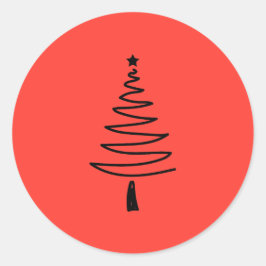Hand Drawn christmas tree Runder Aufkleber